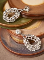 Crystal Detail Earrings, Silver