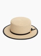 Ring Detail Straw Hat, Natural Beige