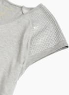 Sequin Detail V-Neck Top, Light Grey Mix