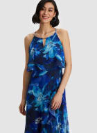 Floral Print Dress, Blue Pattern