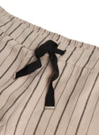 Stripe Print Linen-Blend Shorts, Mushroom Mix