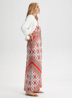 Mixed Print Maxi Dress, White Pattern
