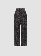 Paisley Print Pull-On Pants, Black Pattern