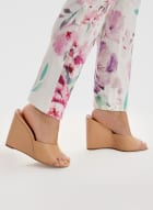 Floral Print Pull-On Pants, White Pattern