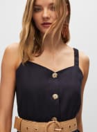 Belted Button-Down Dress, Night Sky