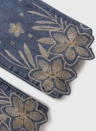 Embroidered Detail Jeans, Blueberry