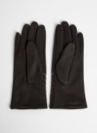 Stitch Detail Faux Suede Gloves, Black Pattern