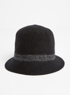 Wool Blend Cloche Hat, Black