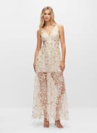 BA Nites - Floral Detail Gown, Champagne