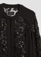 Metallic Leaf Motif Redingote Jacket, Black Pattern