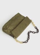 Chain Detail Fold-Over Bag, Khaki
