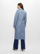 Double-Breasted Wool Long Coat, Powder Blue