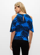 Palm Print Top, Blue Pattern