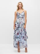 BA Nites - Floral Print Dress, Blue Pattern