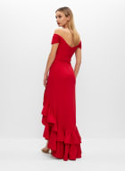 Bardot Neck Dress, Red