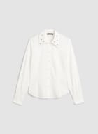 Pearl Embellished Button-Up Shirt, Ivory