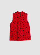 Polka Dot Tie Detail Blouse, Red Pattern