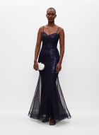 BA Nites - Sequin Detail Mermaid Dress, Heather Blue