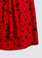 Polka Dot Tie Detail Blouse, Red Pattern