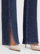 Slit Detail Flare Leg Jeans, Blueberry