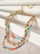 Collier de perles à trois rangs, Multicolore