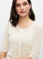 Pointelle Stitch Button Front Cardigan, Ivory