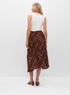 Geometric Print Asymmetric Pull-On Skirt, Orange Pattern