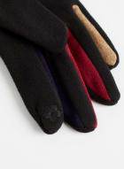 Multi-Coloured Faux Suede Gloves, Black