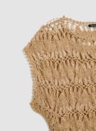 Macramé Crochet Open Weave Sweater, Straw