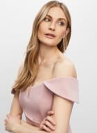 BA Nites - Bardot Split Neck Dress, Pink Passion