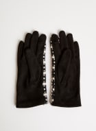 Tweed Knit Gloves, Black & White