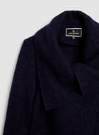 Single Button Boiled Wool Coat, Dark Navy