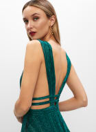 Sleeveless Shimmer Dress, Jade Green