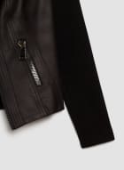 Vex - Knit Sleeves Zipper Detail Jacket, Black