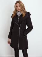 Manteau matelassé à zip asymétrique, Noir