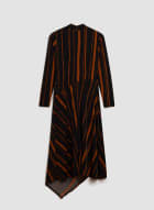 Robe longue rayée asymétrique, Motif noir