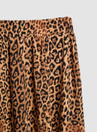Jupe à motif léopard et taille smockée, Motif noir