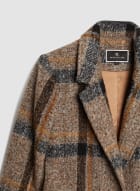 Manteau à motif à carreaux et en laine mélangée, Brun
