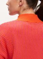 Two Tone Mock Neck Sweater, Orange