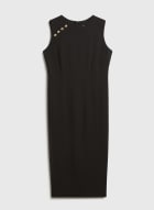 Sleeveless Button Detail Dress, Black