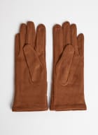 Quilted Faux Suede Gloves, Coconut