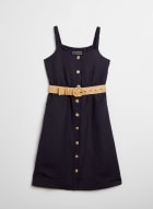 Belted Button-Down Dress, Night Sky