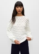 Textured Knit Sweater, Panna