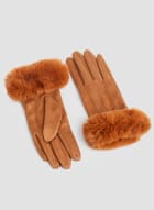 Faux Fur Gloves, Rust