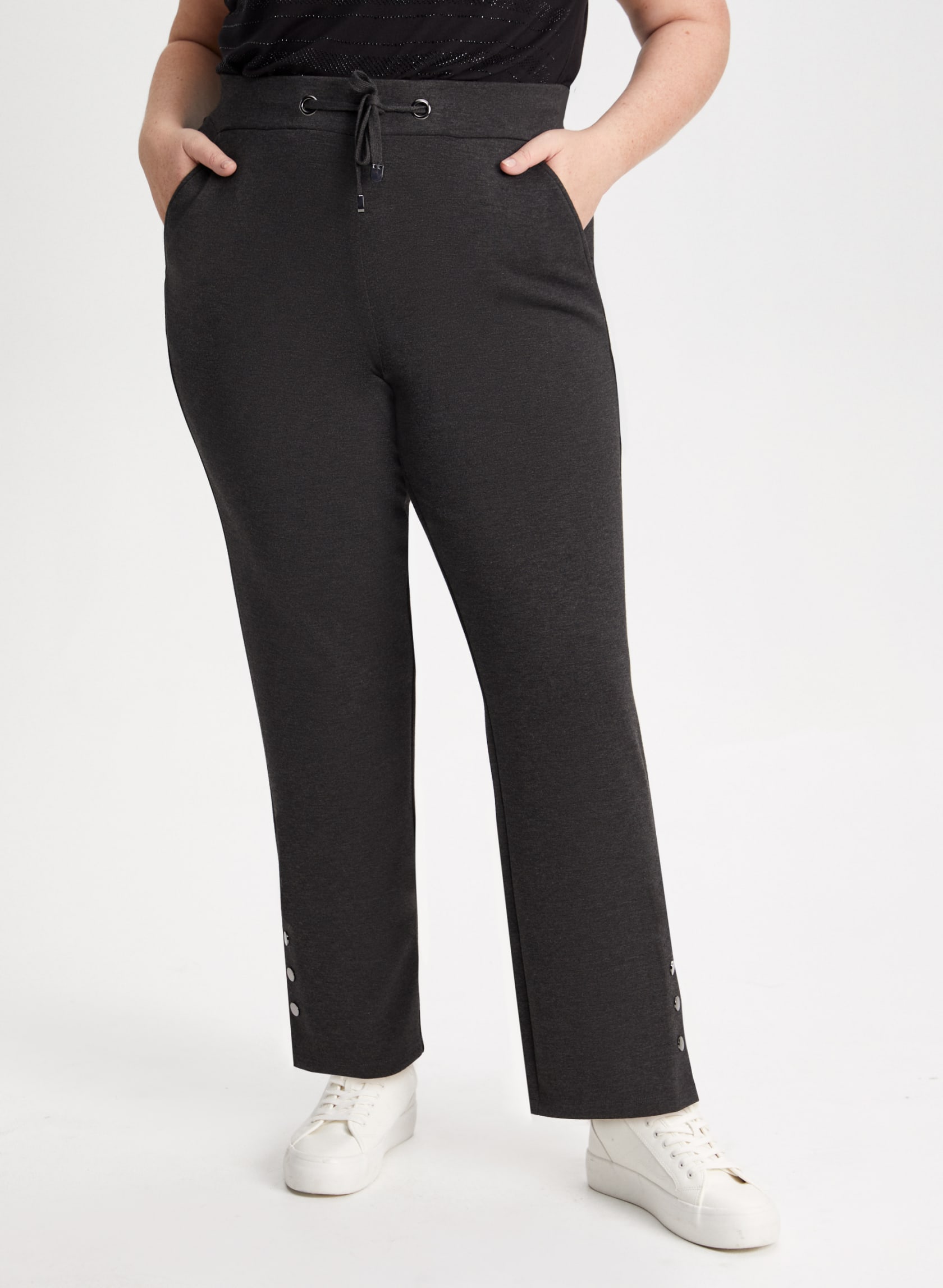 Button Detail Pull-On Pants