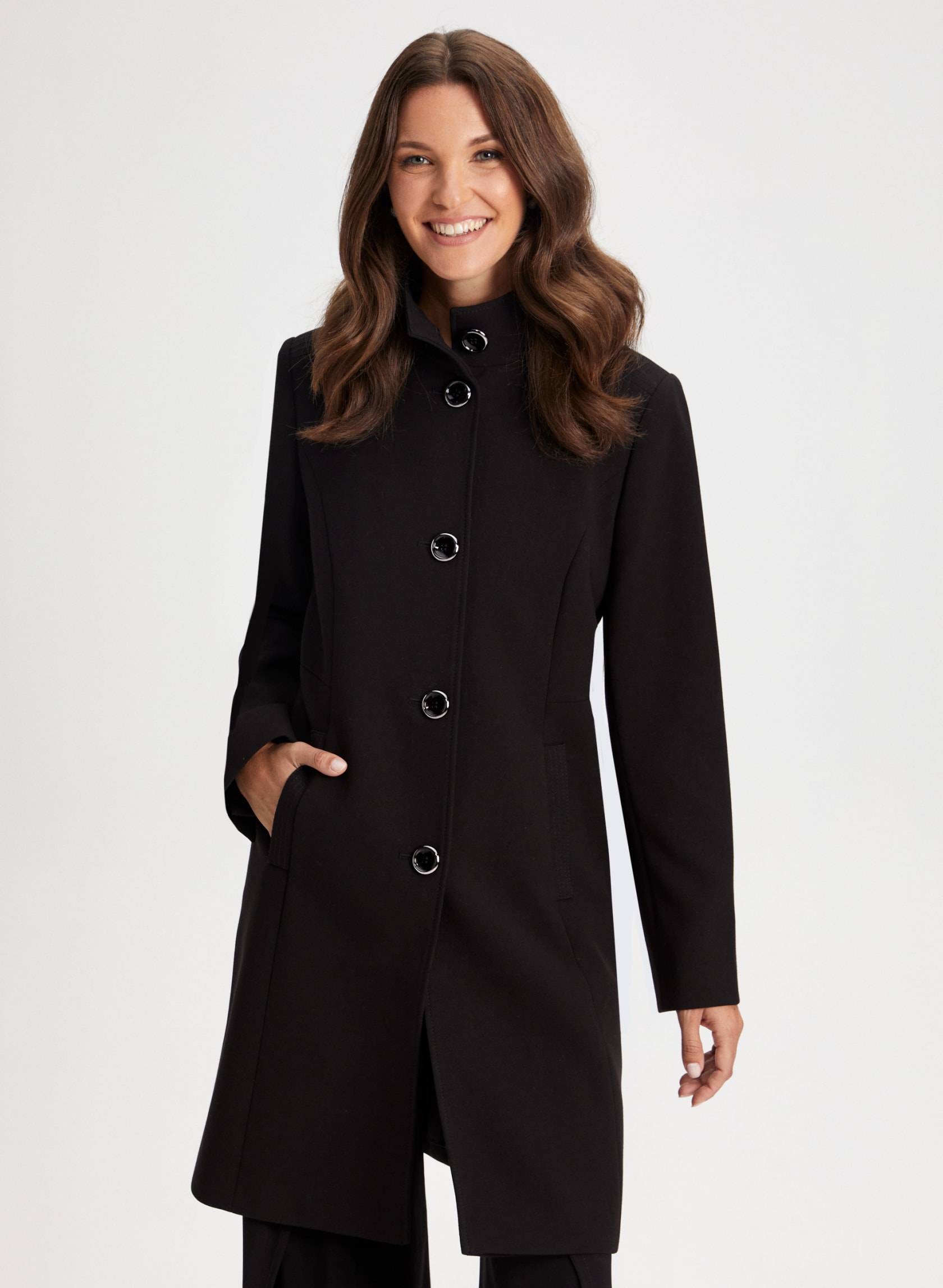 Structured Button Front Coat | Laura