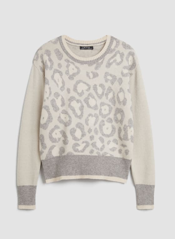 Animal Print Sweater, Egg Shell
