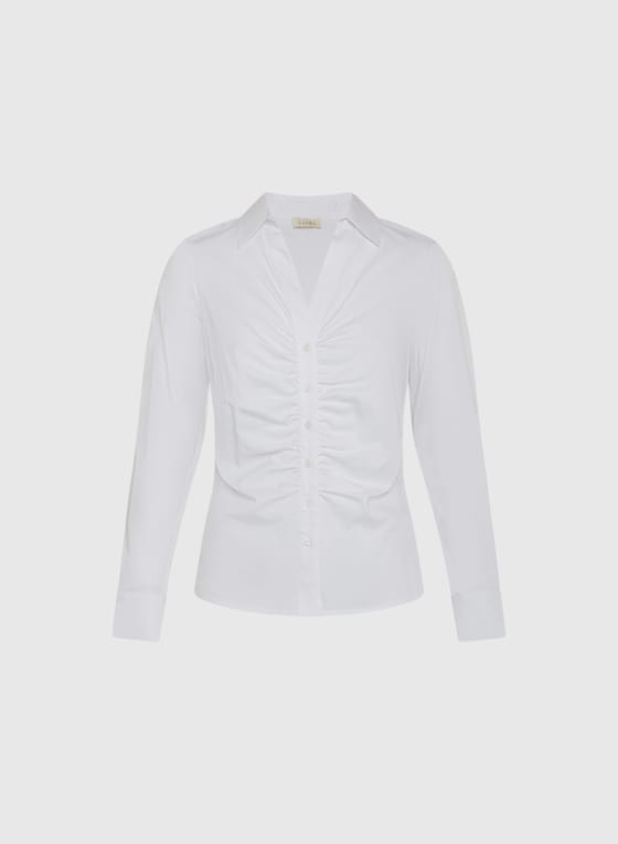 Button Front Shirt, White