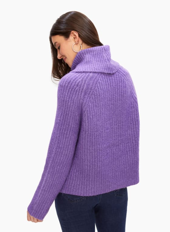 Cropped Turtleneck Sweater, Purple