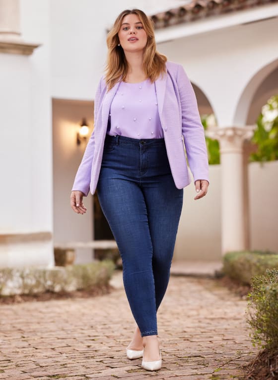 Single Button Front Blazer, Sweet Orchid